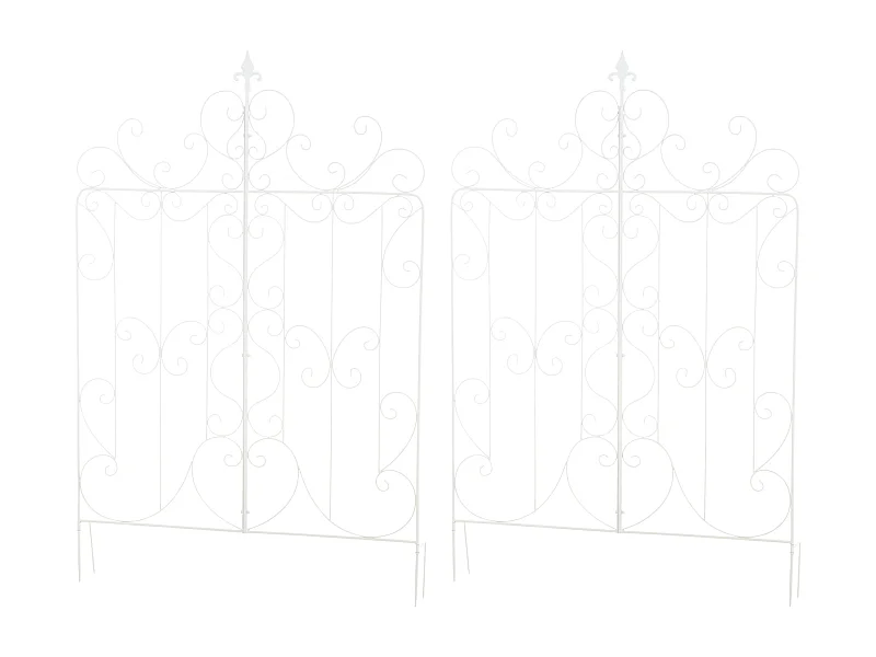 Lot de 2  Treillis - Métal - Blanc - Mandevilla