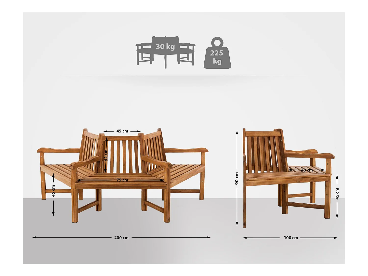 Banc de jardin - Bois - Teck - Kenna