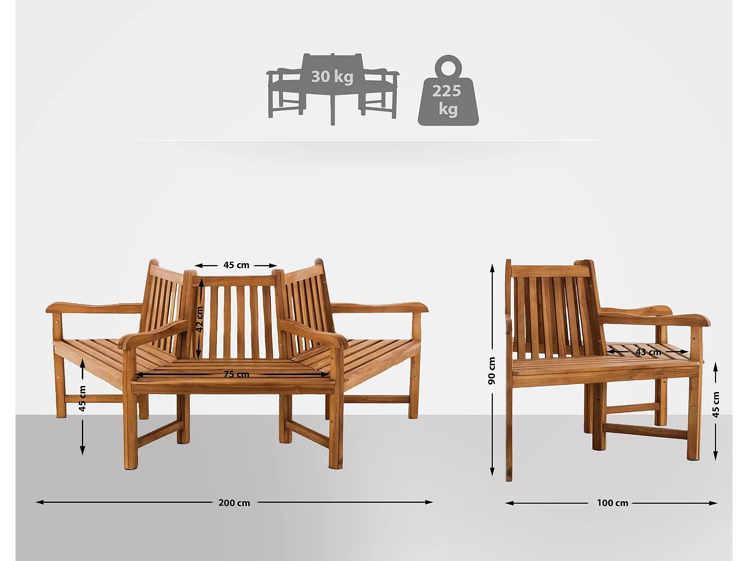 Banc de jardin - Bois - Teck - Kenna