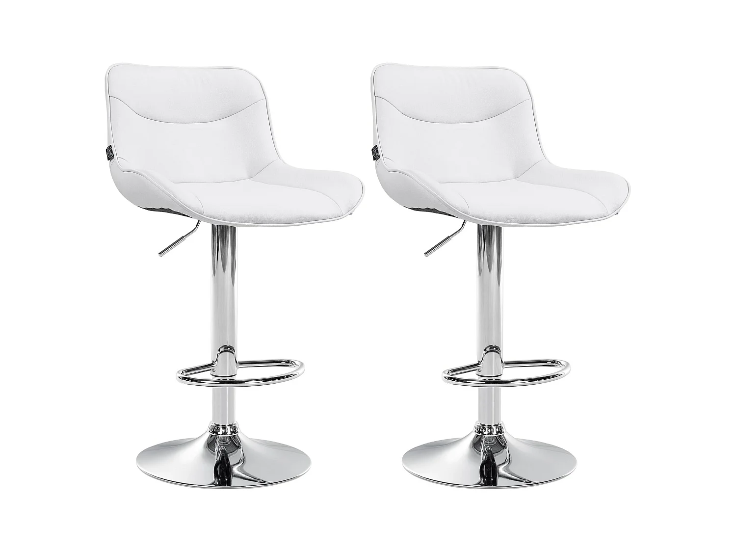 Lot de 2  Tabouret de bar - Similicuir & Chrome - Blanc - Vonore