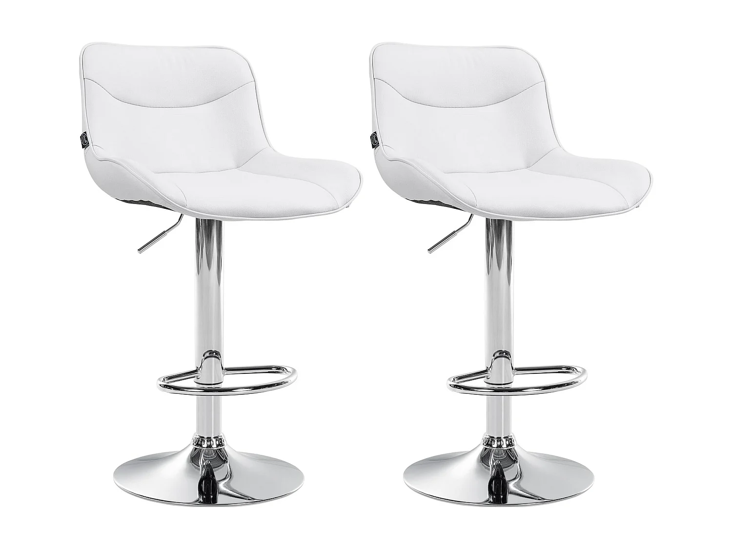 Lot de 2  Tabouret de bar - Similicuir & Chrome - Blanc - Vonore