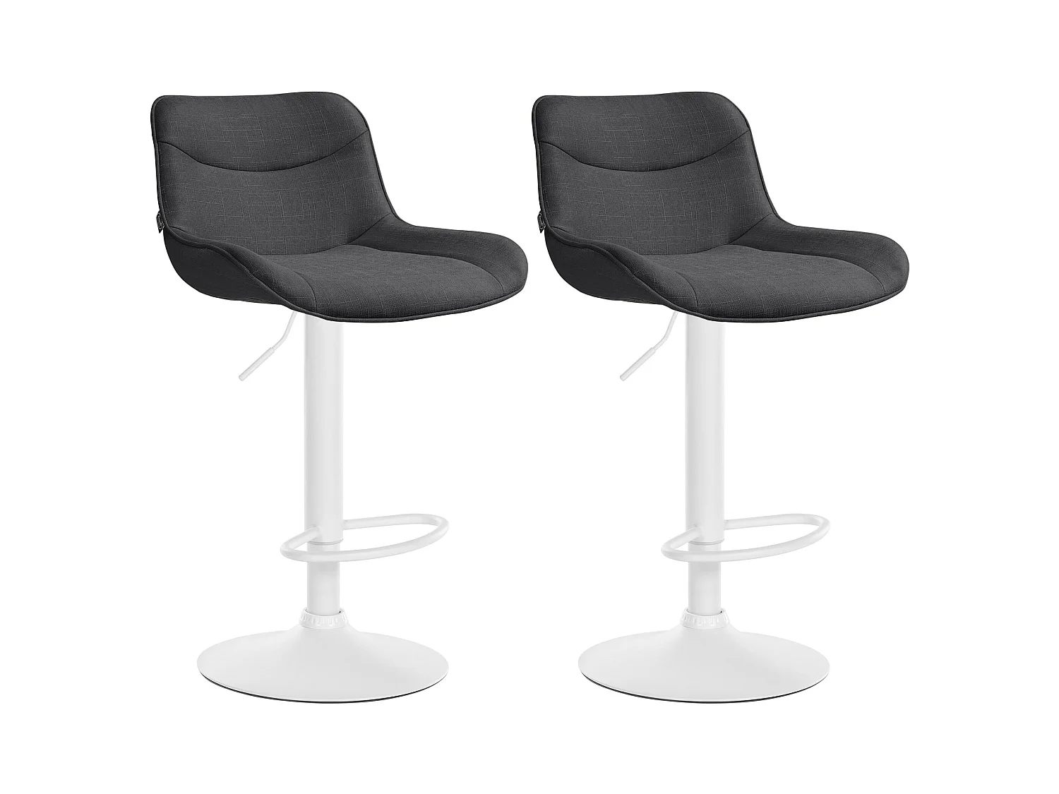 Lot de 2  Tabouret de bar - Tissu & Blanc - Gris foncé - Vonore