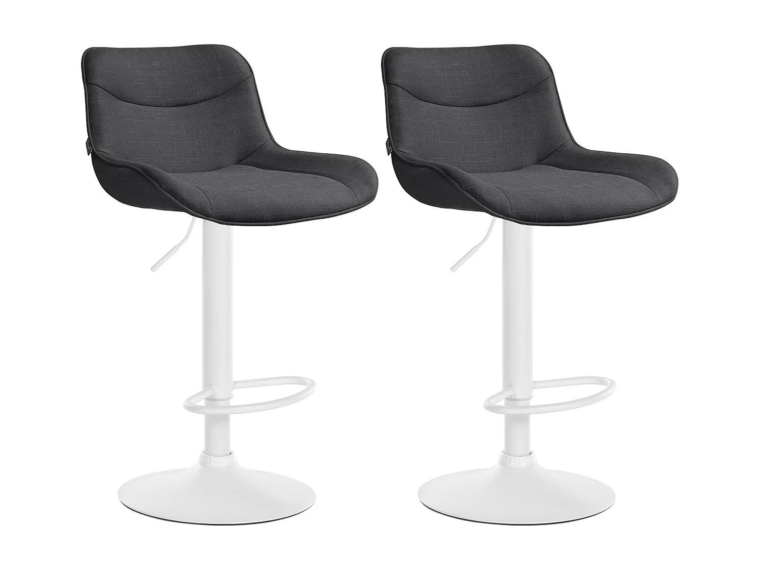 Lot de 2  Tabouret de bar - Tissu & Blanc - Gris foncé - Vonore