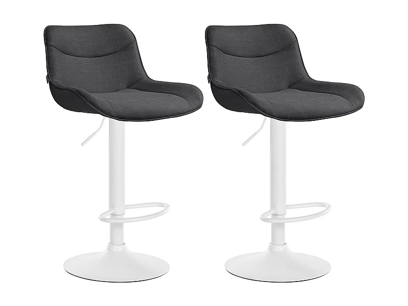 Lot de 2  Tabouret de bar - Tissu & Blanc - Gris foncé - Vonore
