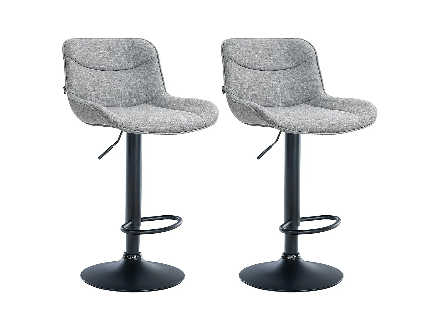 Lot de 2  Tabouret de bar - Tissu & Noir - Gris - Vonore