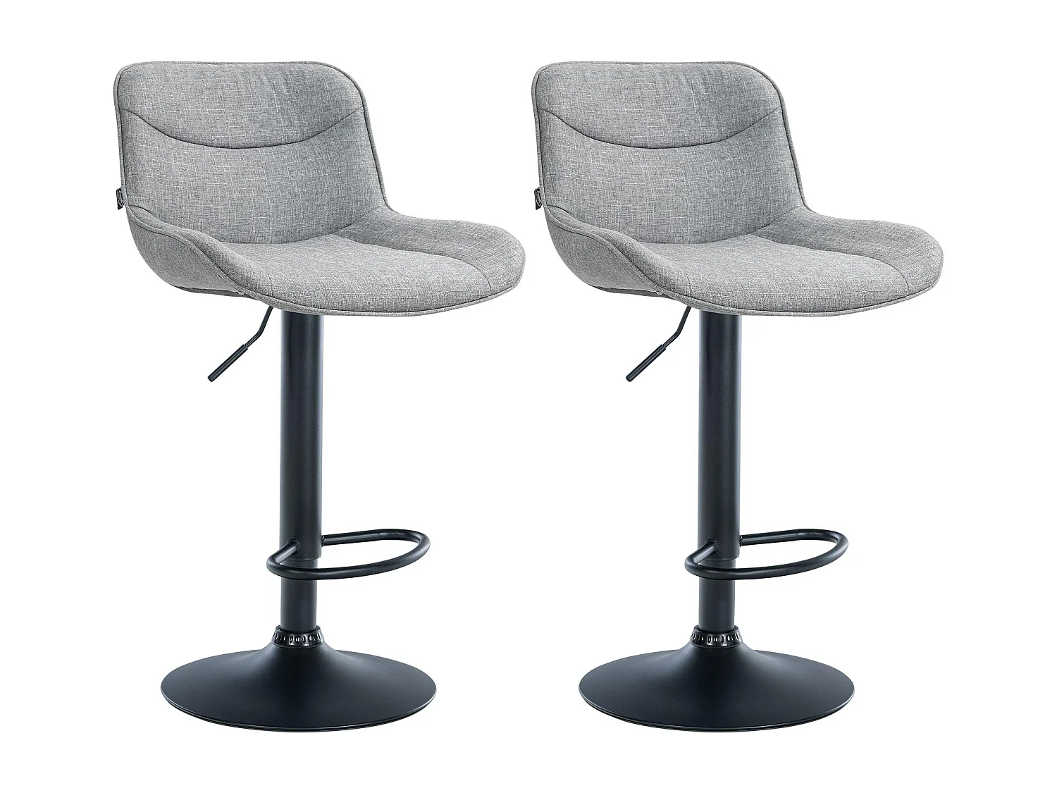 Lot de 2  Tabouret de bar - Tissu & Noir - Gris - Vonore