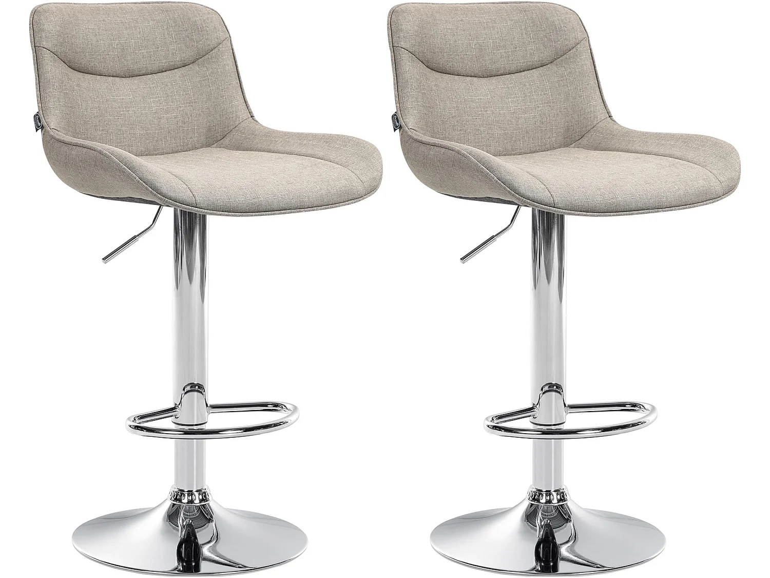 Lot de 2  Tabouret de bar - Tissu & Chrome - Taupe - Vonore