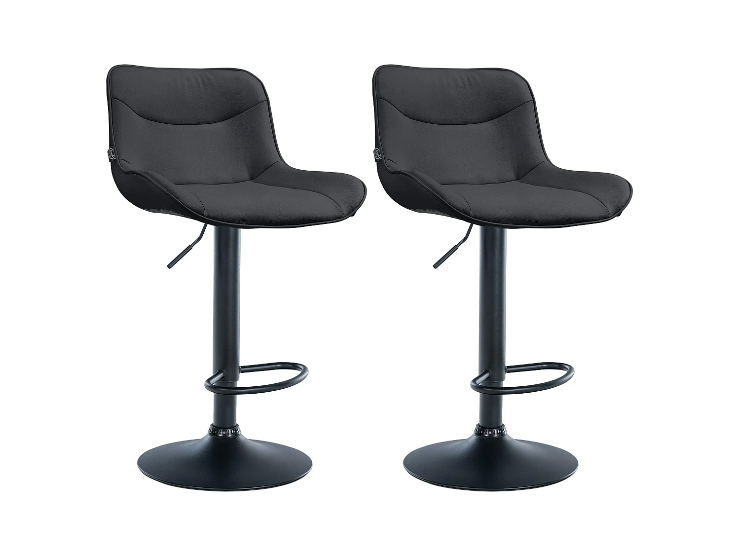 Lot de 2  Tabouret de bar - Similicuir & Noir - Noir - Vonore