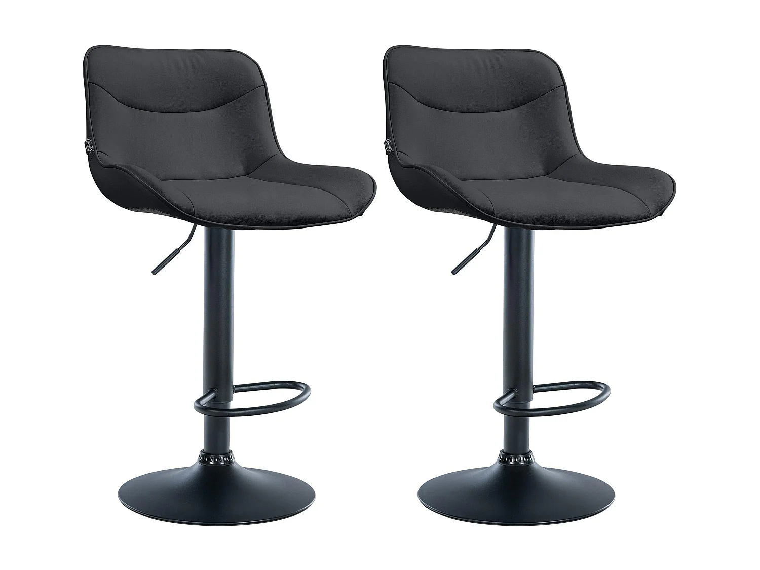 Lot de 2  Tabouret de bar - Similicuir & Noir - Noir - Vonore