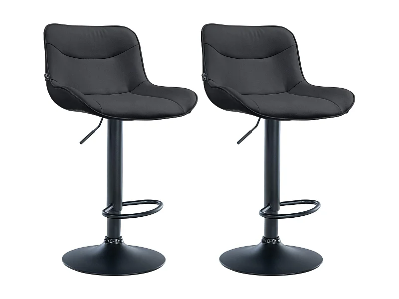 Lot de 2  Tabouret de bar - Similicuir & Noir - Noir - Vonore