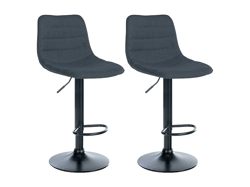 Lot de 2  Tabouret de bar - Tissu - Gris foncé - Lex