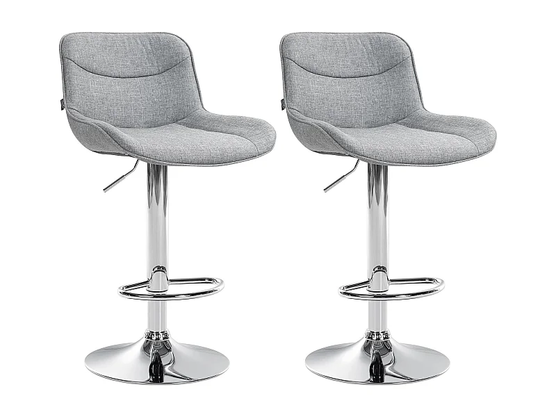 Lot de 2  Tabouret de bar - Tissu & Chrome - Gris - Vonore