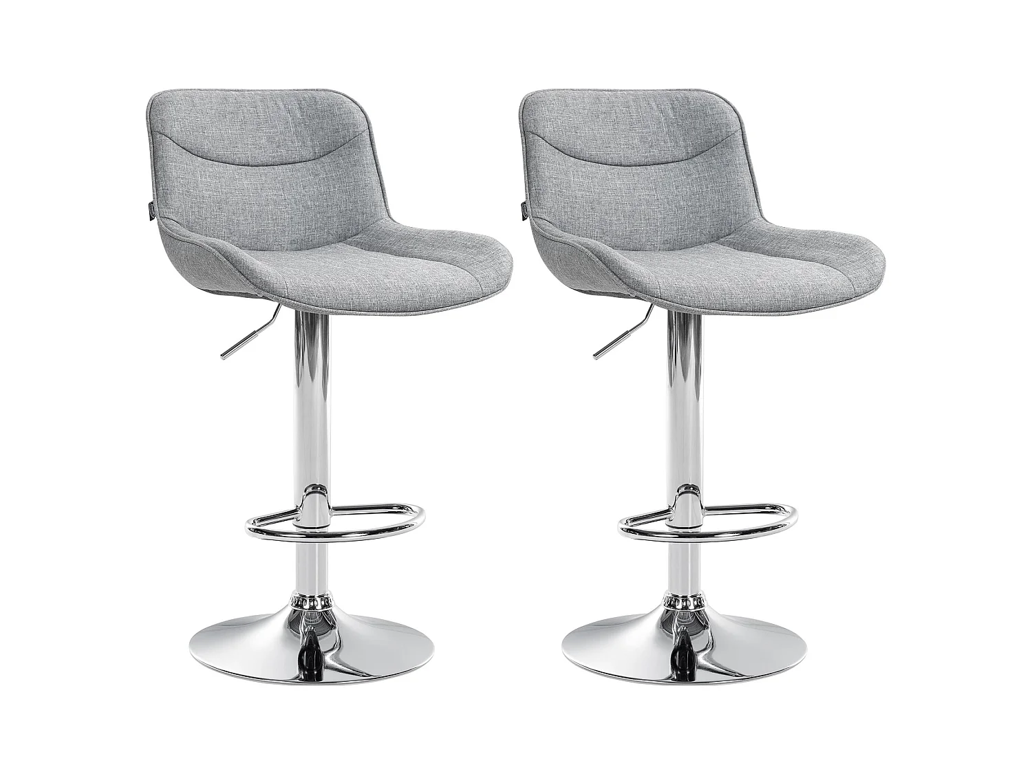 Lot de 2  Tabouret de bar - Tissu & Chrome - Gris - Vonore