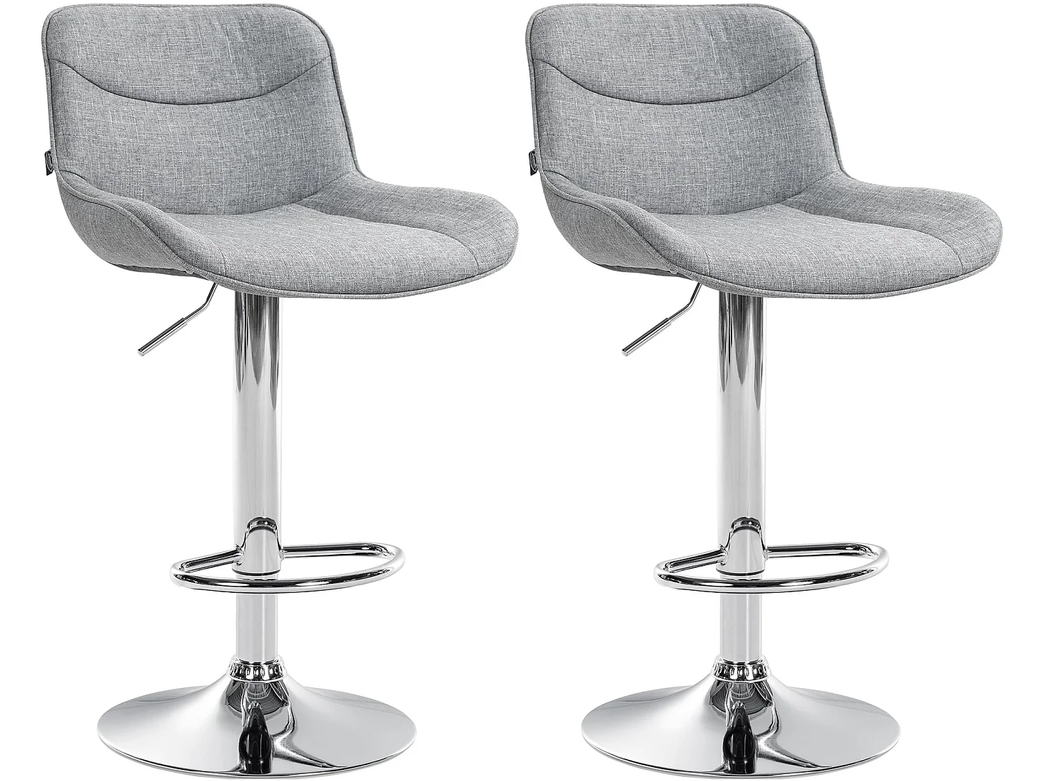 Lot de 2  Tabouret de bar - Tissu & Chrome - Gris - Vonore