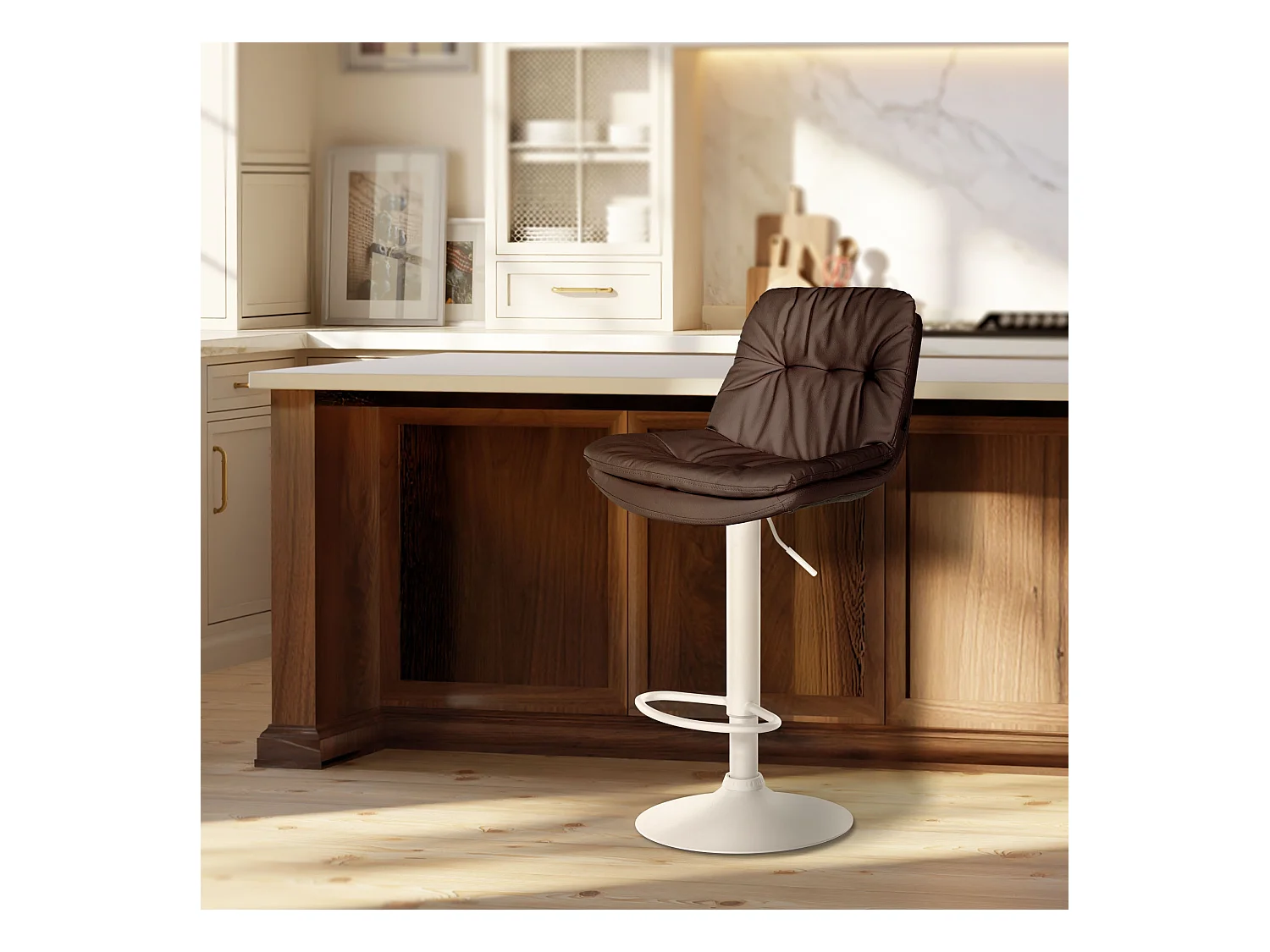 Tabouret de bar - Similicuir - Marron - Laurel