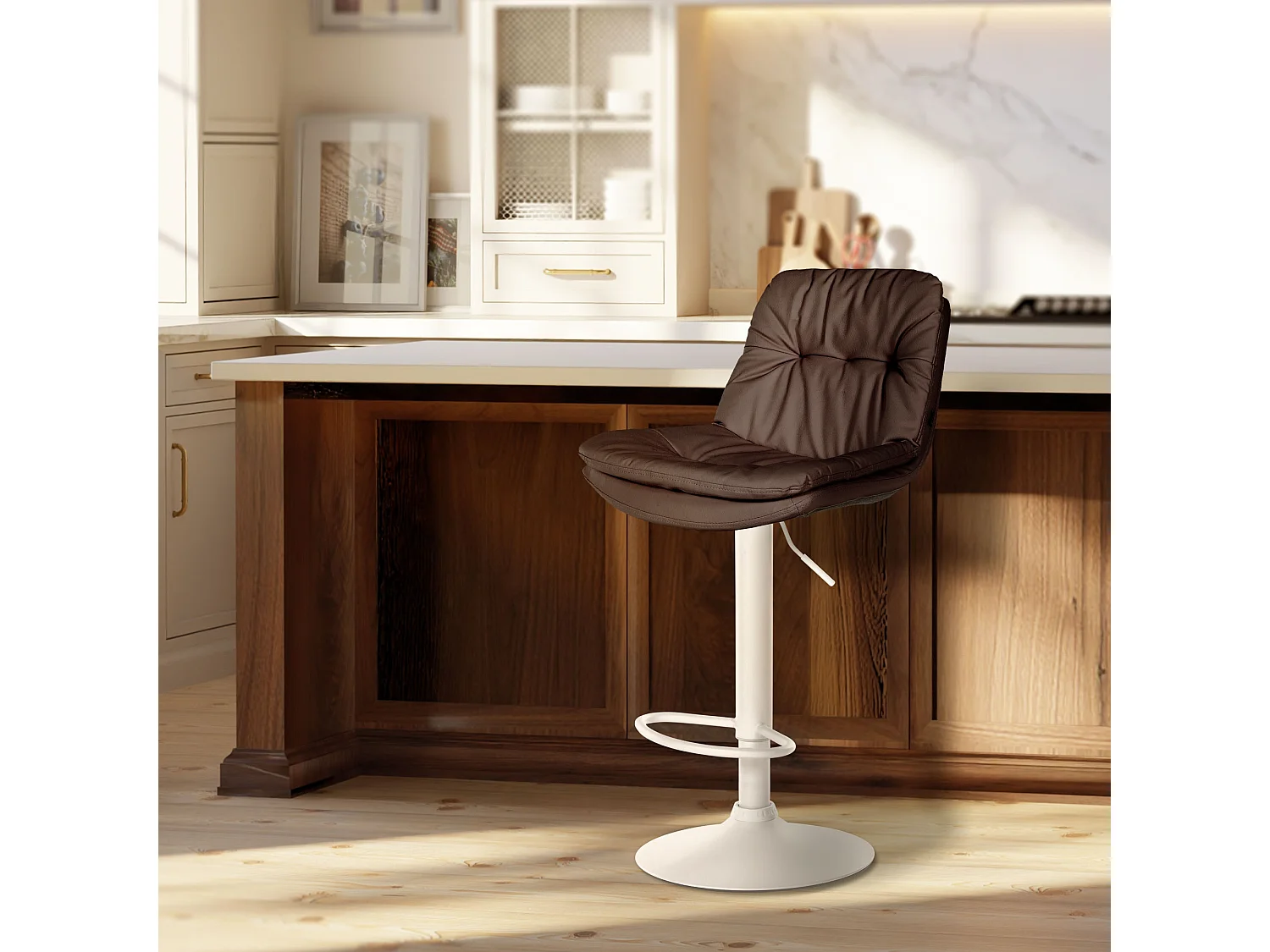 Tabouret de bar - Similicuir - Marron - Laurel