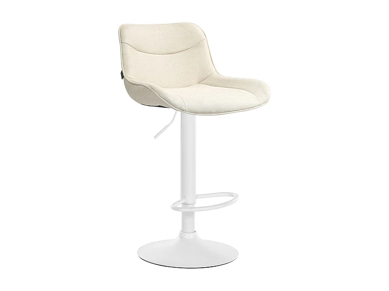 Tabouret de bar - Tissu & Blanc - Crème - Vonore