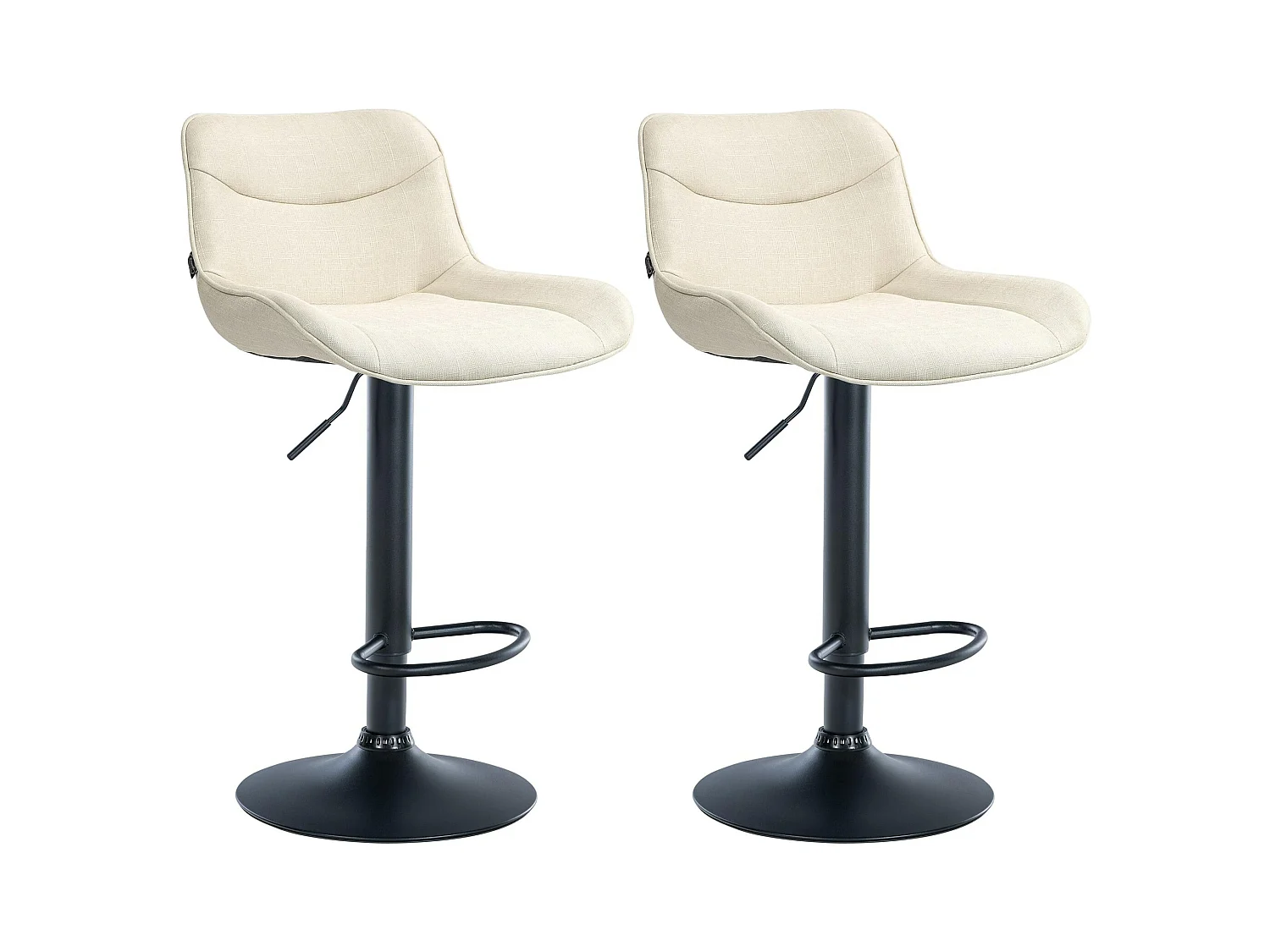 Lot de 2  Tabouret de bar - Tissu & Noir - Crème - Vonore