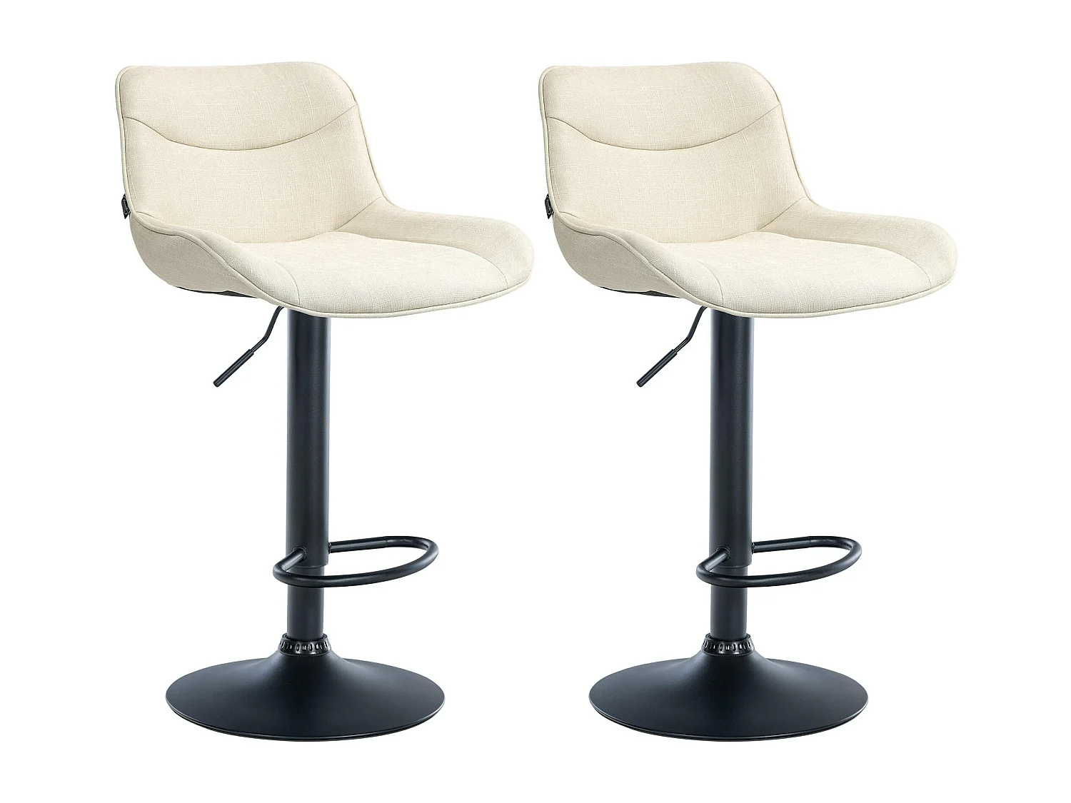 Lot de 2  Tabouret de bar - Tissu & Noir - Crème - Vonore