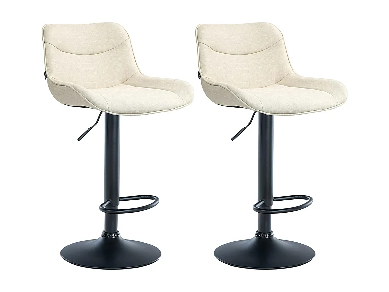 Lot de 2  Tabouret de bar - Tissu & Noir - Crème - Vonore