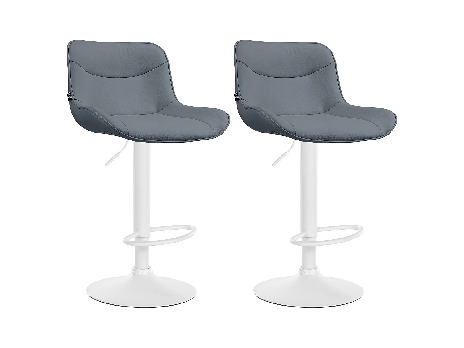 Lot de 2  Tabouret de bar - Similicuir & Blanc - Gris - Vonore