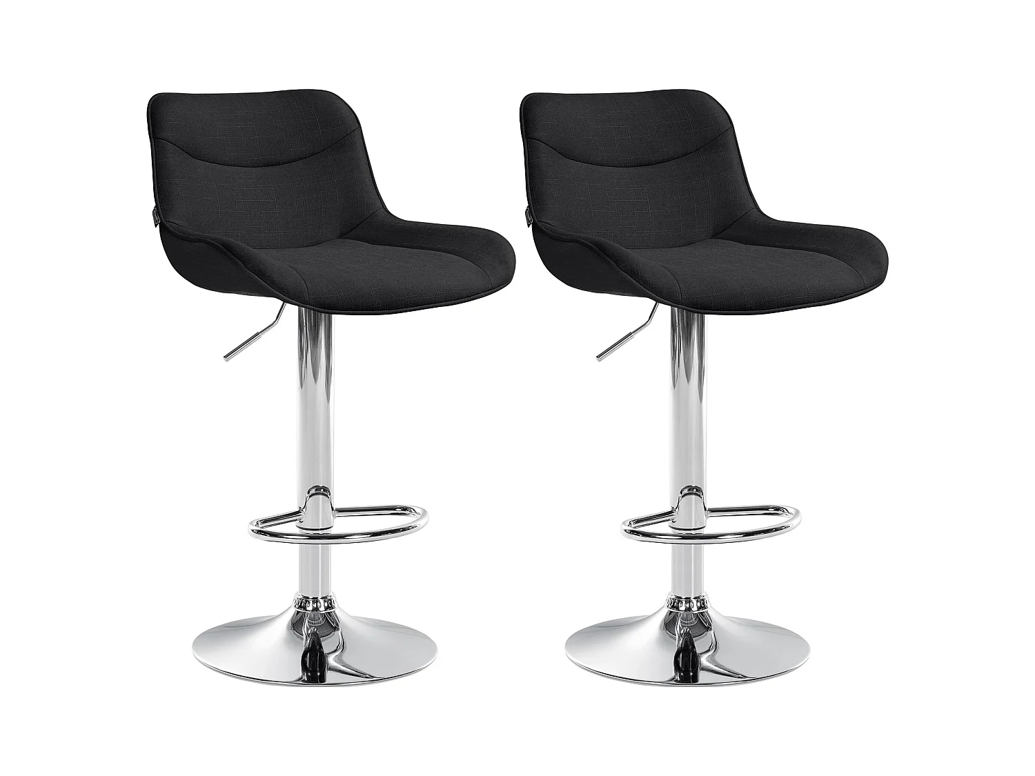 Lot de 2  Tabouret de bar - Tissu & Chrome - Noir - Vonore