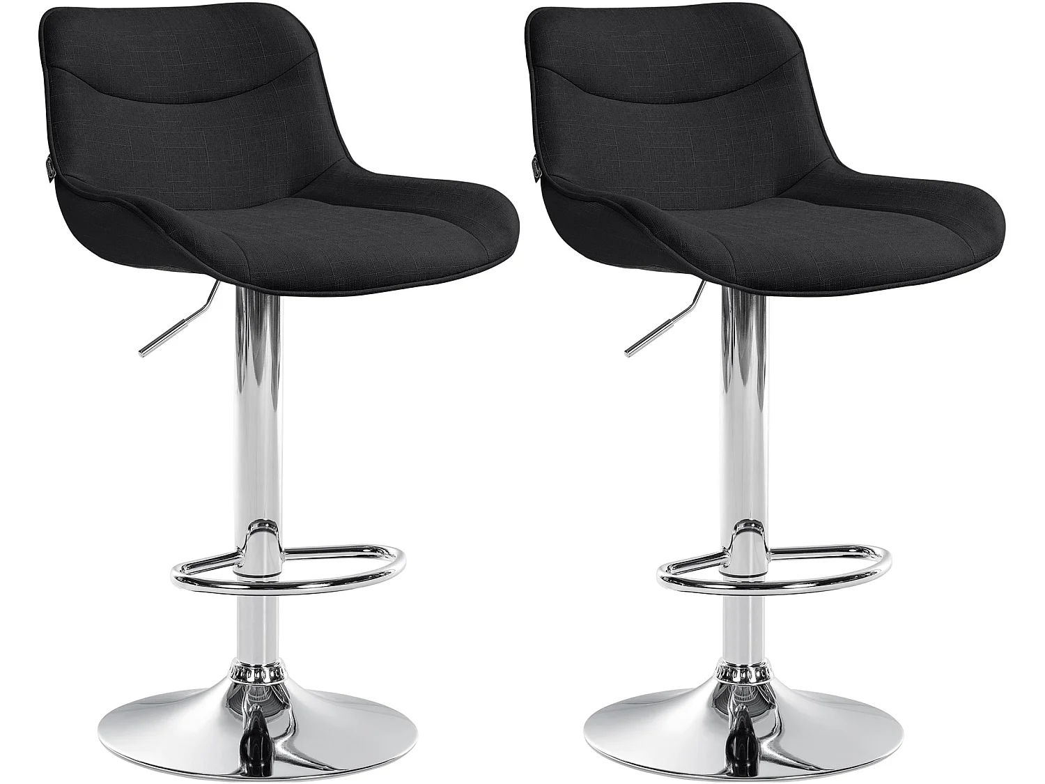 Lot de 2  Tabouret de bar - Tissu & Chrome - Noir - Vonore