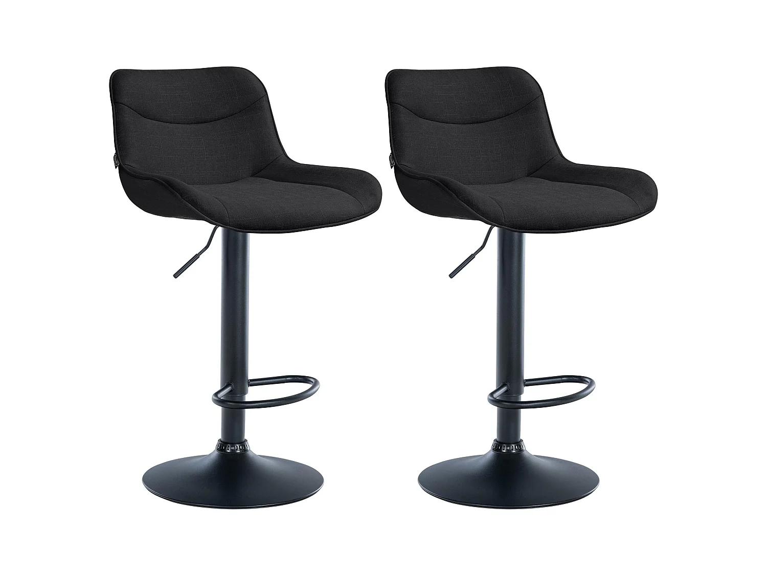 Lot de 2  Tabouret de bar - Tissu & Noir - Noir - Vonore