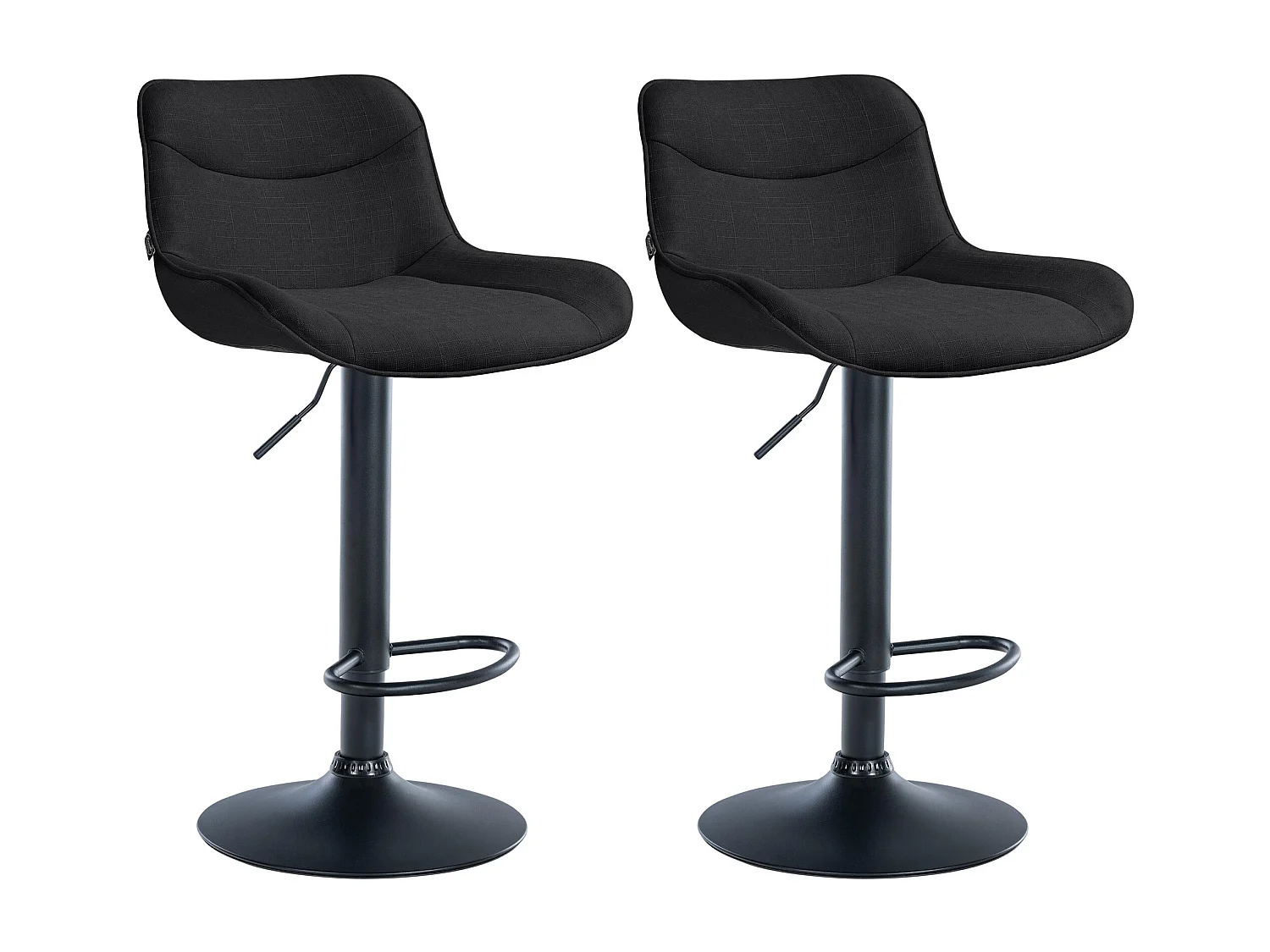 Lot de 2  Tabouret de bar - Tissu & Noir - Noir - Vonore