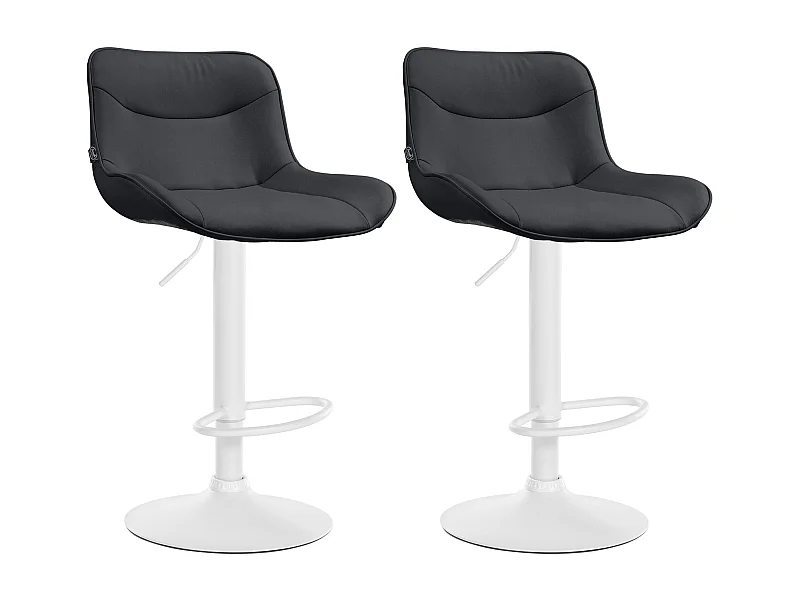 Lot de 2  Tabouret de bar - Similicuir & Blanc - Noir - Vonore