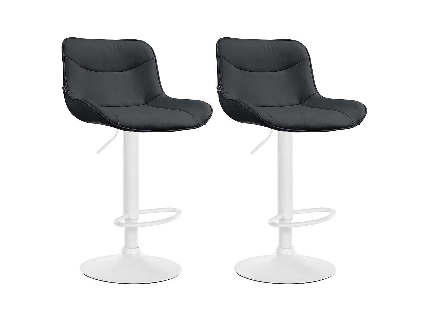 Lot de 2  Tabouret de bar - Similicuir & Blanc - Noir - Vonore