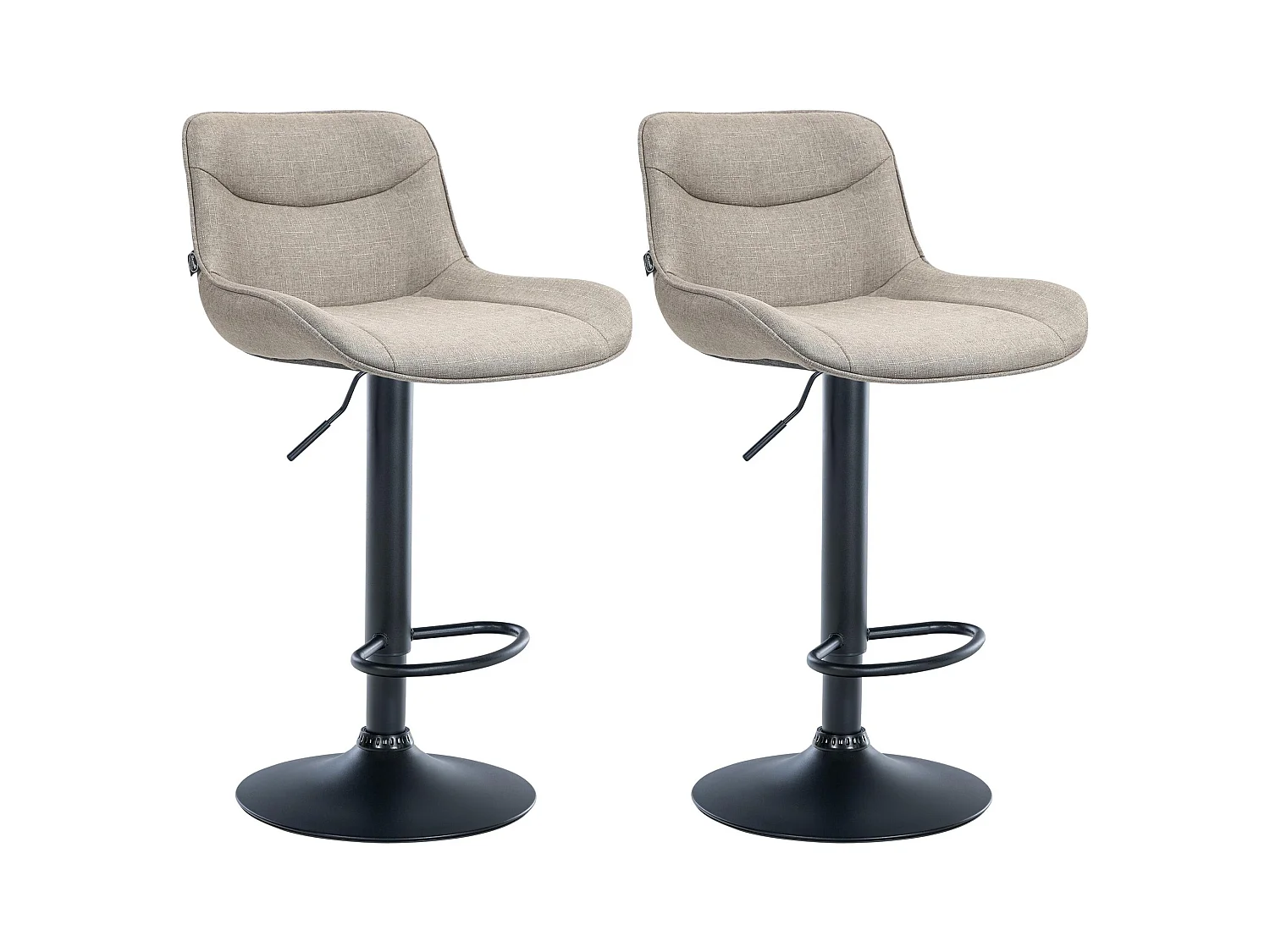 Lot de 2  Tabouret de bar - Tissu & Noir - Taupe - Vonore