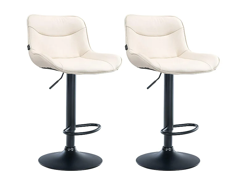 Lot de 2  Tabouret de bar - Similicuir & Noir - Crème - Vonore