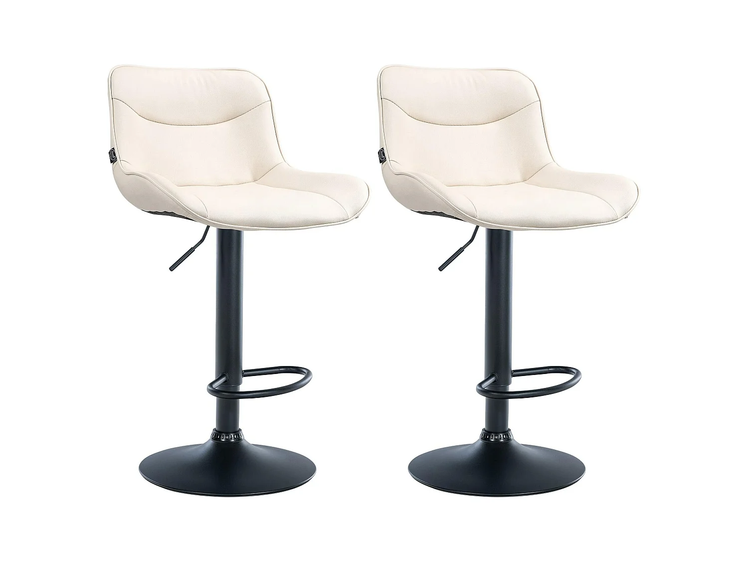 Lot de 2  Tabouret de bar - Similicuir & Noir - Crème - Vonore