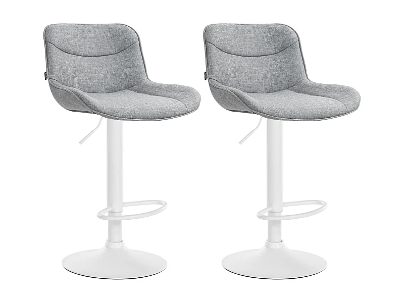 Lot de 2  Tabouret de bar - Tissu & Blanc - Gris - Vonore