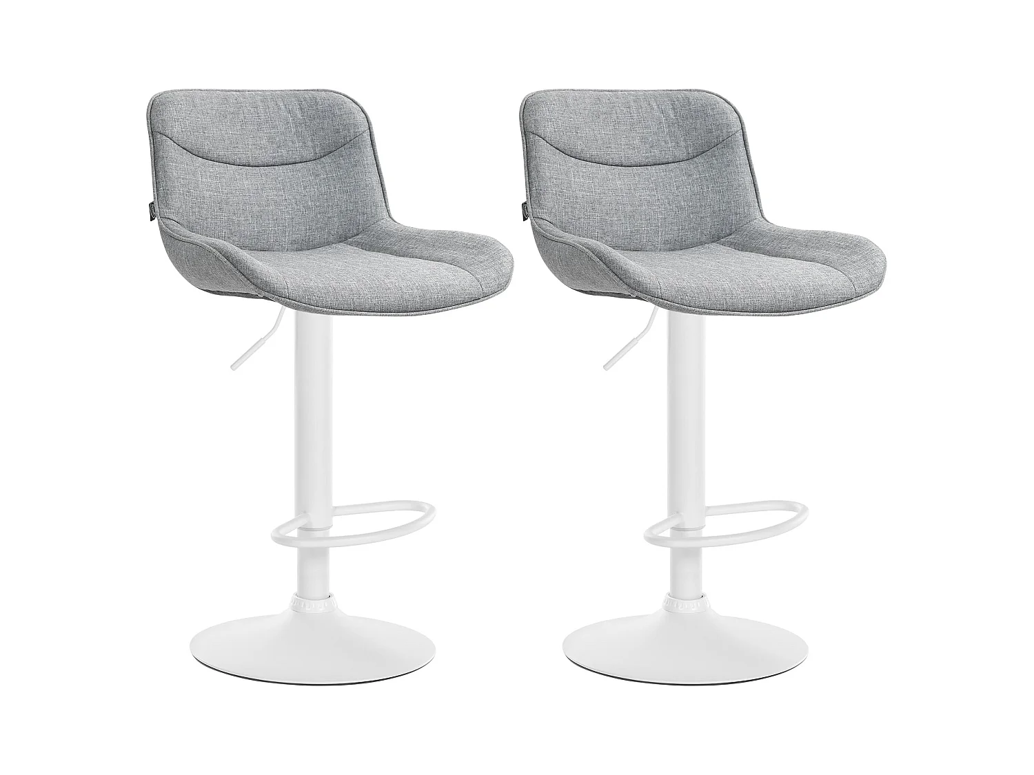 Lot de 2  Tabouret de bar - Tissu & Blanc - Gris - Vonore