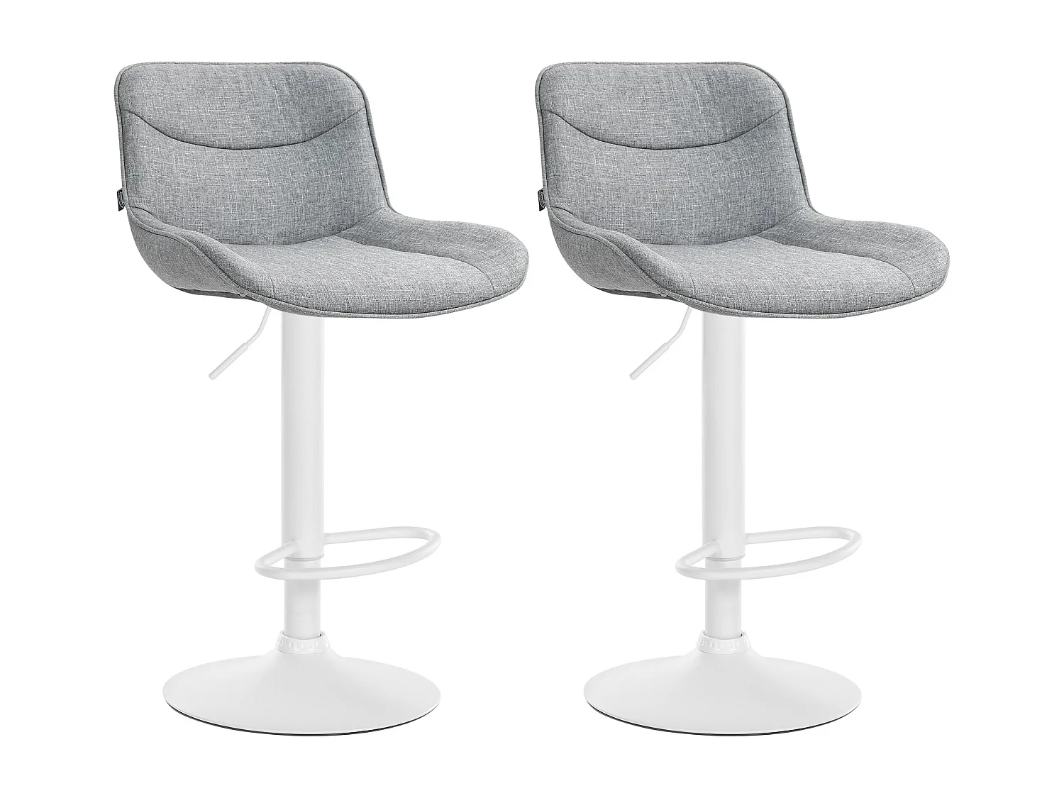 Lot de 2  Tabouret de bar - Tissu & Blanc - Gris - Vonore