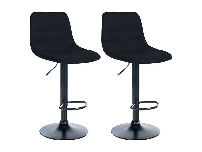 Lot de 2  Tabouret de bar - Tissu - Noir - Lex
