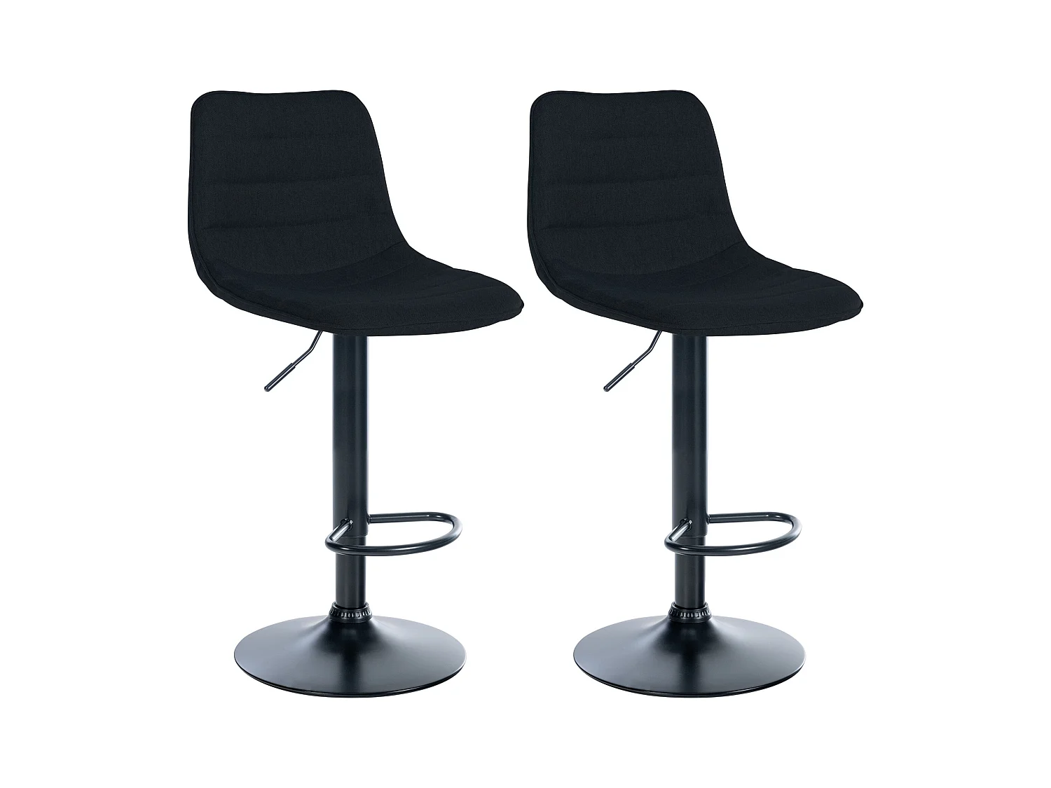 Lot de 2  Tabouret de bar - Tissu - Noir - Lex