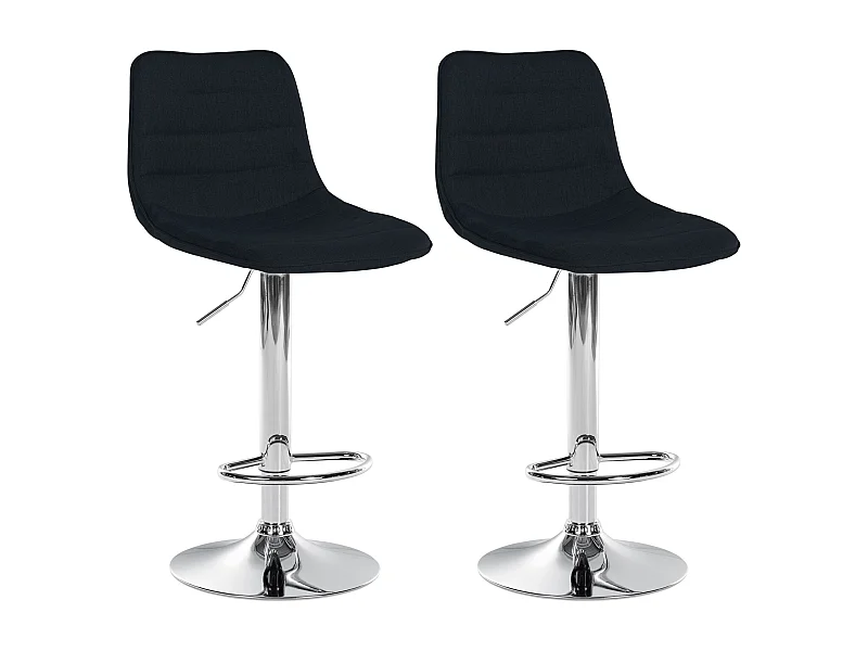 Lot de 2  Tabouret de bar - Tissu - Noir - Lex