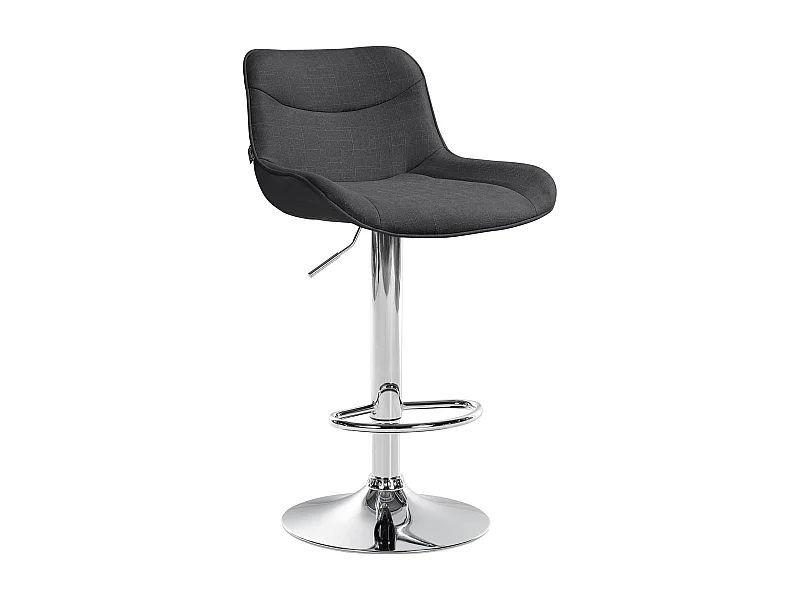 Tabouret de bar - Tissu & Chrome - Gris foncé - Vonore
