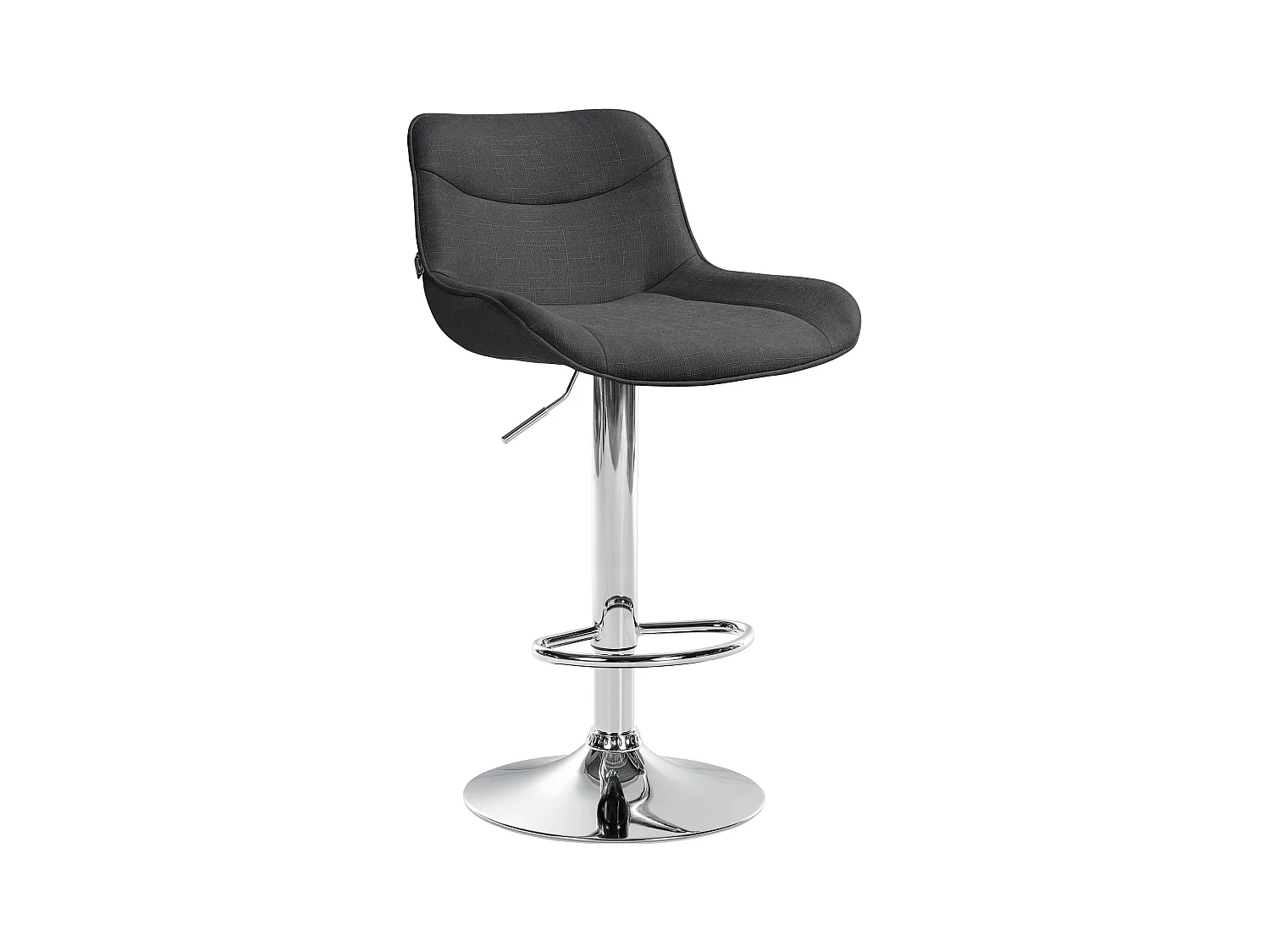 Tabouret de bar - Tissu & Chrome - Gris foncé - Vonore