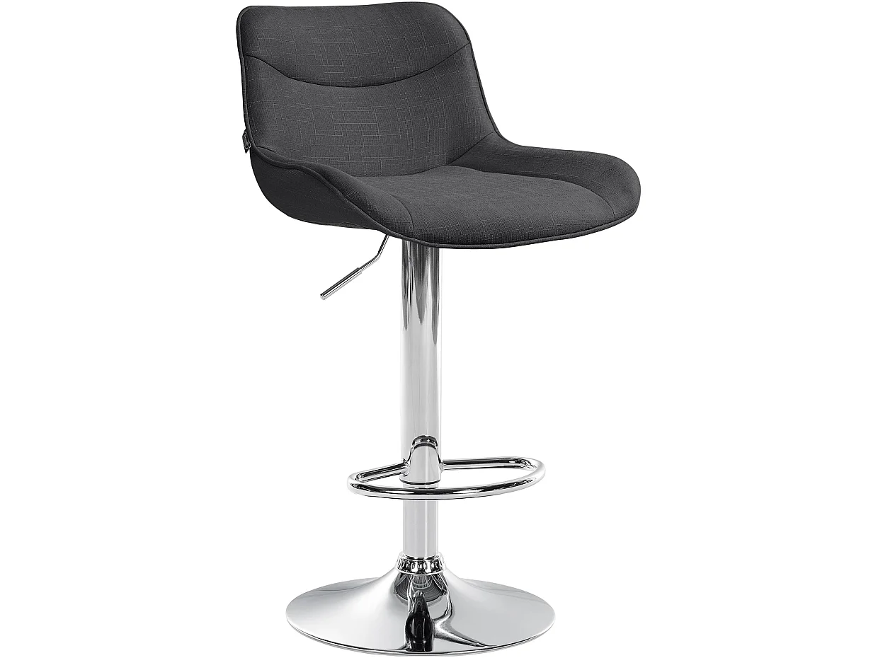 Tabouret de bar - Tissu & Chrome - Gris foncé - Vonore