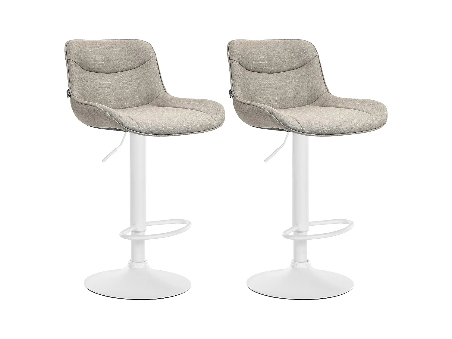 Lot de 2  Tabouret de bar - Tissu & Blanc - Taupe - Vonore