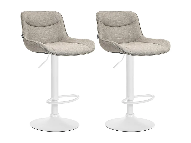 Lot de 2  Tabouret de bar - Tissu & Blanc - Taupe - Vonore