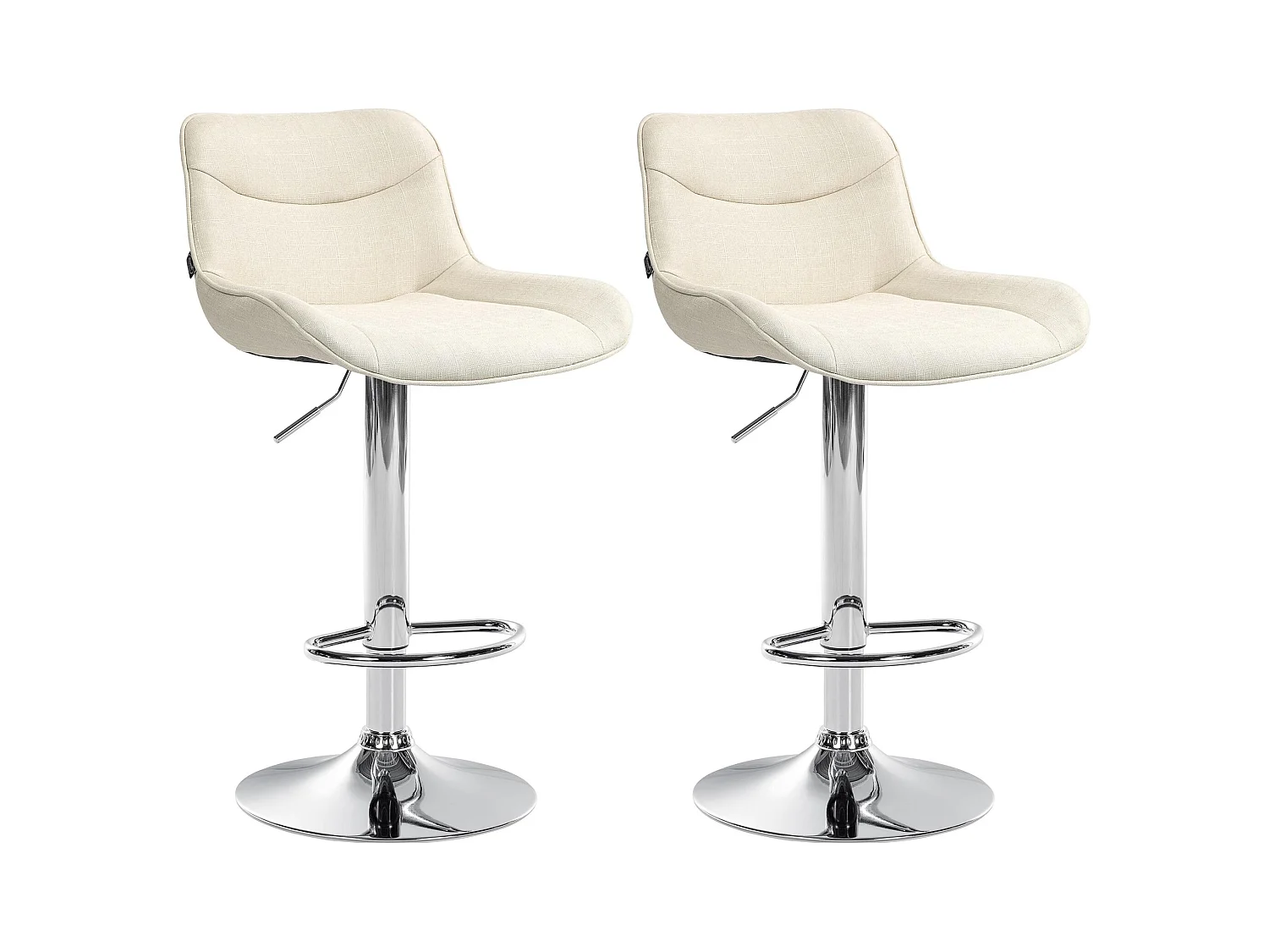 Lot de 2  Tabouret de bar - Tissu & Chrome - Crème - Vonore