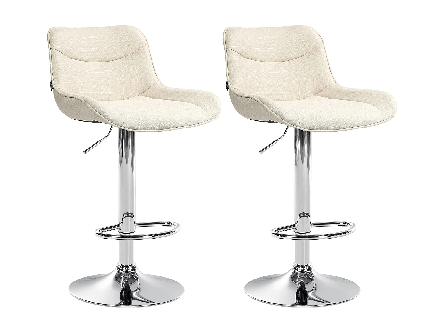 Lot de 2  Tabouret de bar - Tissu & Chrome - Crème - Vonore