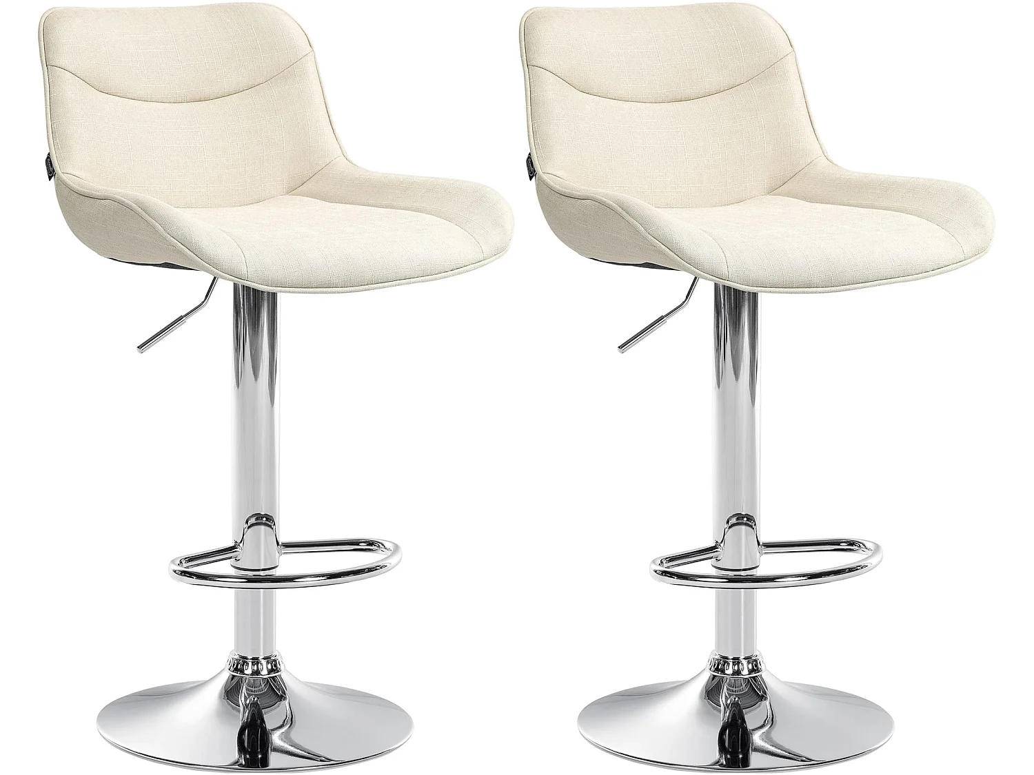 Lot de 2  Tabouret de bar - Tissu & Chrome - Crème - Vonore