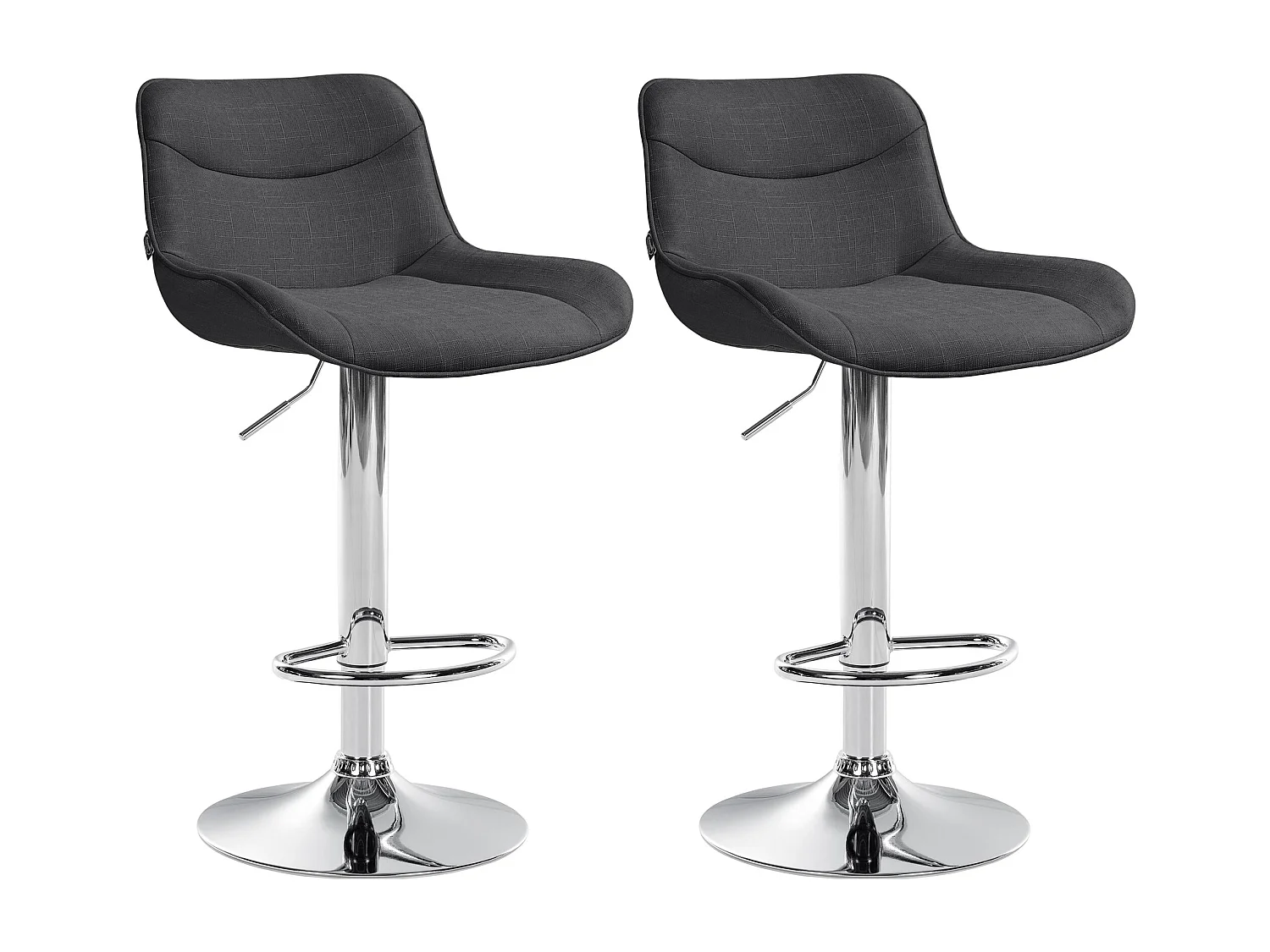 Lot de 2  Tabouret de bar - Tissu & Chrome - Gris foncé - Vonore