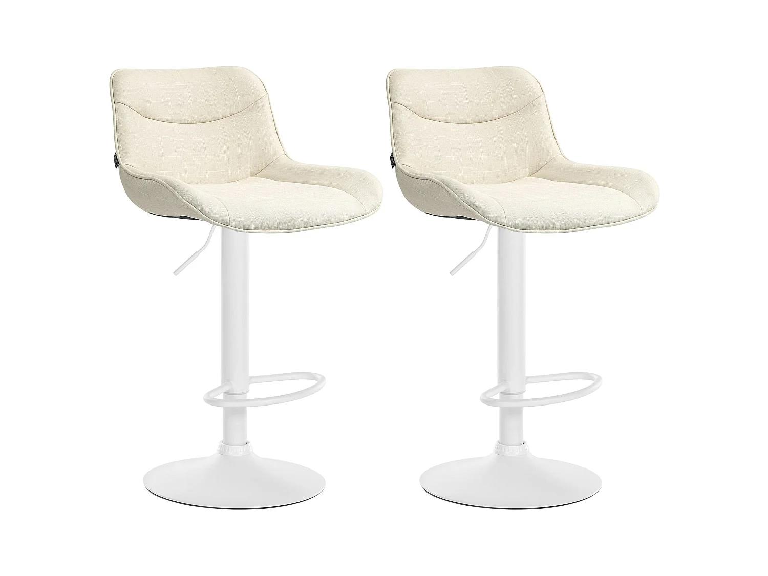 Lot de 2  Tabouret de bar - Tissu & Blanc - Crème - Vonore